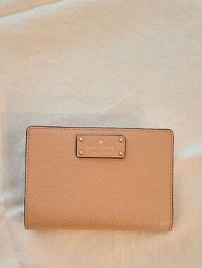 Kate Spade Blush Pink Leather Wallet with Gold Plaque